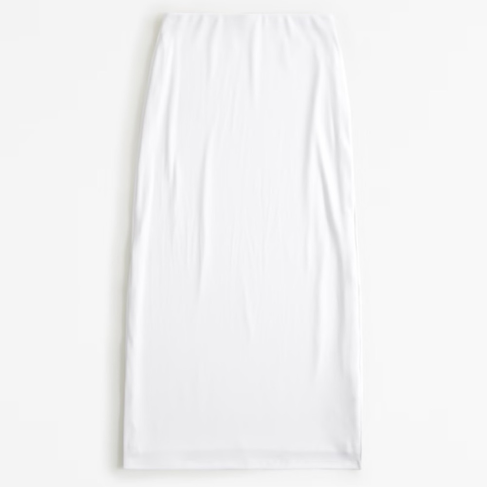 Powdered Rib Knit Maxi Skirt white